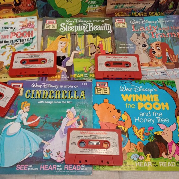 Vtg Walt Disney Books and Cassette Tapes Read Along Lot of 8 Books & 4 Cassettes - Picture 4 of 6